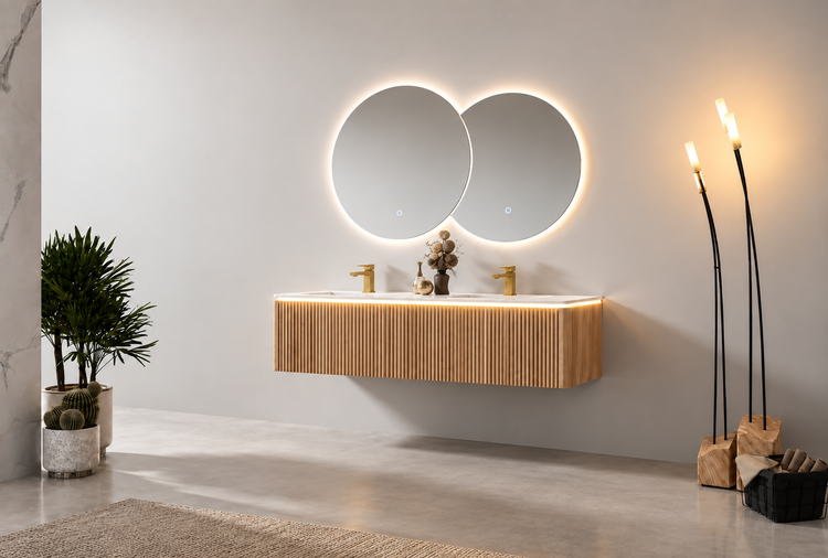 Jinox Icon Solid Wood Vanity 60" Double Sink + Proximity LED Light
