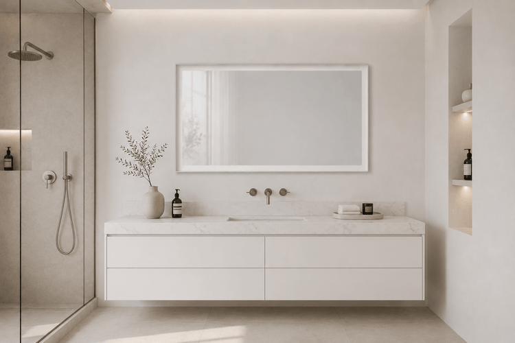 LED Mirror 5mm, Safety Film, Backed Mirror Glass 47." × 25.5" × 1.5"
