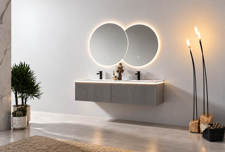 Jinox Icon Solid Wood Vanity 60" Double Sink + Proximity LED Light