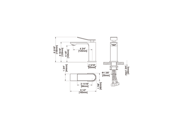 Jinox Danube Bathroom Accessory Set, Hook, Tissue Holder 7", Hand Towel Holder 12", Towel Bar 24"