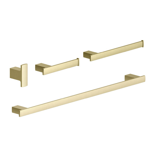 Jinox Danube Bathroom Accessory Set, Hook, Tissue Holder 7", Hand Towel Holder 12", Towel Bar 24"
