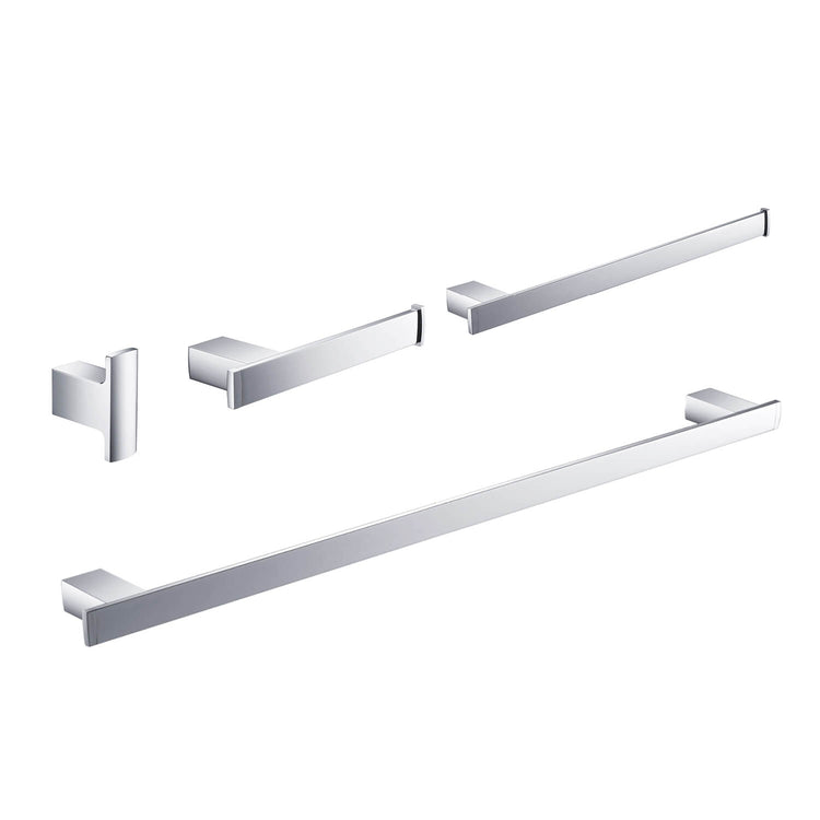 Jinox Danube Bathroom Accessory Set, Hook, Tissue Holder 7", Hand Towel Holder 12", Towel Bar 24"