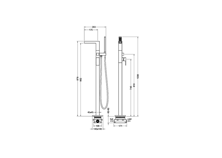 Jinox Floor Standing Bath Shower Waterfall
