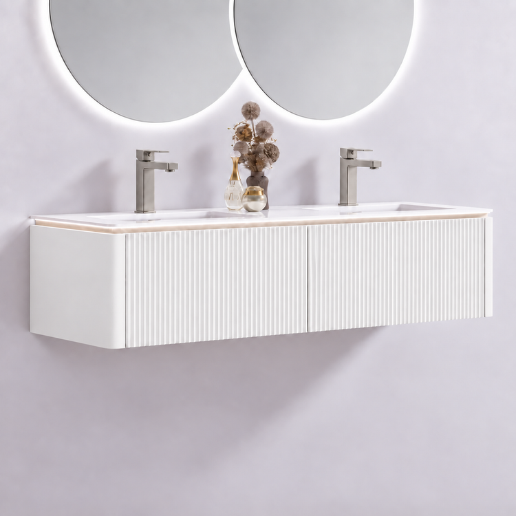 Jinox Icon Solid Wood Vanity 60" Double Sink + Proximity LED Light
