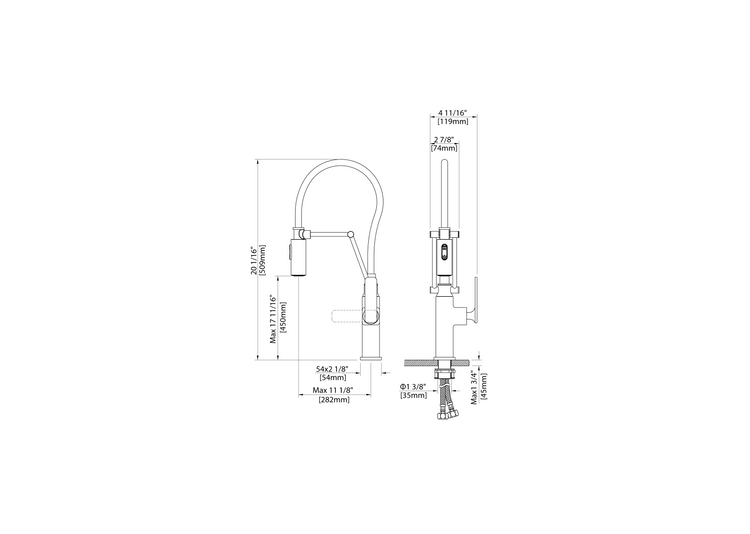 Jinox Kitchen Faucet Pull Down Single Lever in Chrome, Brushed Nickel and Matte Black