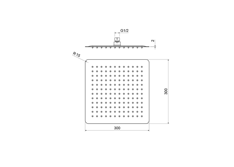Jinox Square Shower Head Rain Chrome