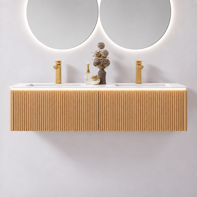 Jinox Icon Solid Wood Vanity 60" Double Sink + Proximity LED Light